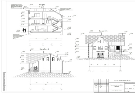 Course project - Two-story residential building 13.5 x 13.6 m in Orenburg