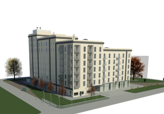 Project of a multi-storey residential building (variable number of storeys) in revit