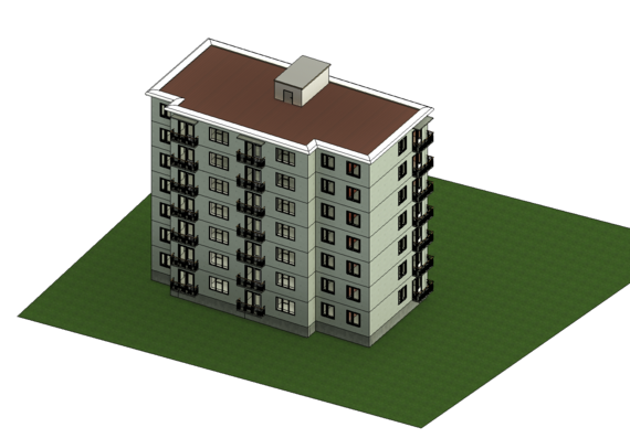 Multi-storey (7-storey) residential building in revit