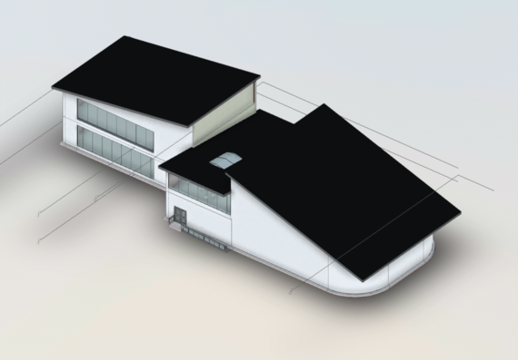 Leisure club with an auditorium of 2 floors in revit
