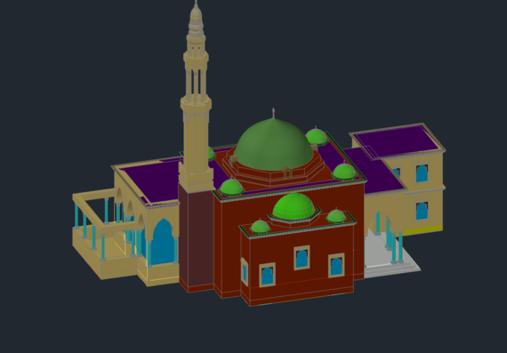 Мечеть 3D в автокаде