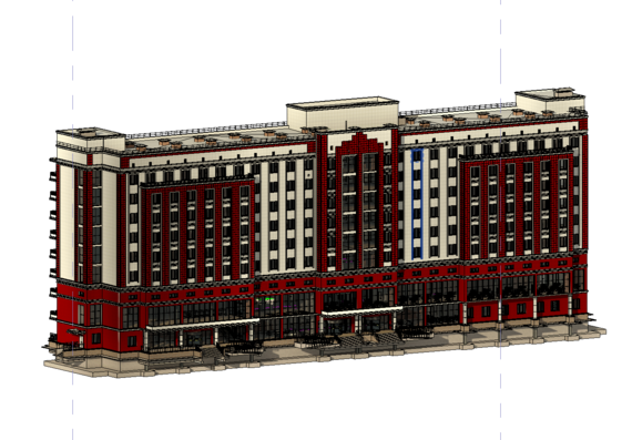 Hotel with 300 beds in revit