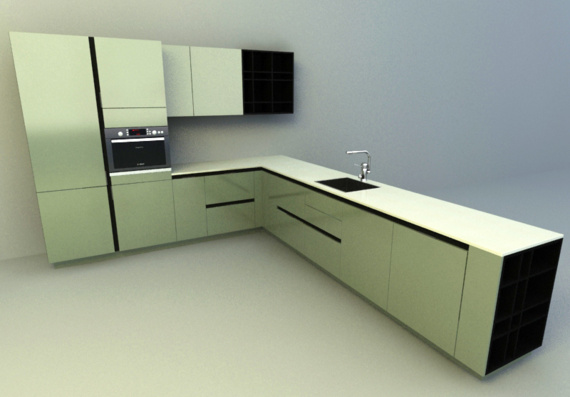 3D model of the kitchen in 3ds max
