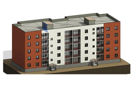 5 storey medium-storey residential building in revit
