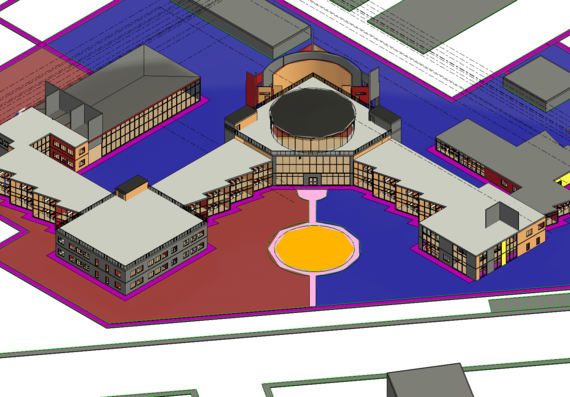 Two-storey school for 24 classes in revit