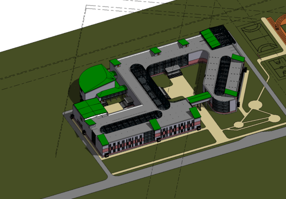 Student project of the school for 1100 places in revit