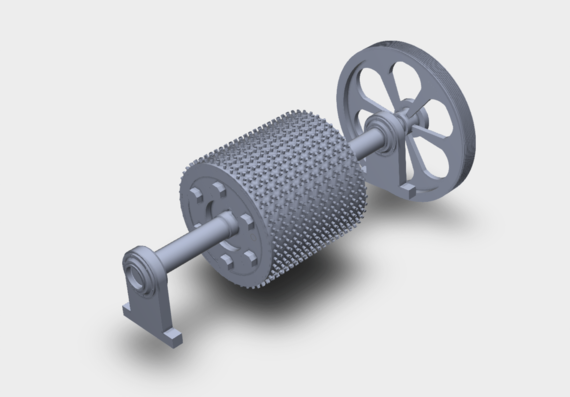 3D model of moving roll from roll crusher DG 1000х600