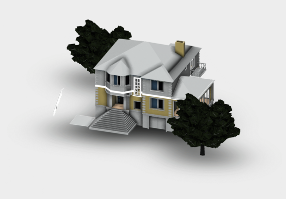 Двухэтажный жилой дом 3d модель