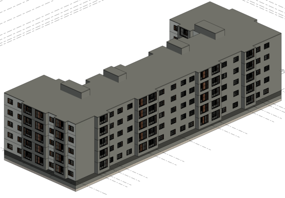 Project of a five-storey residential building in revit