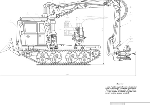 Drawings of felling and skidding equipment