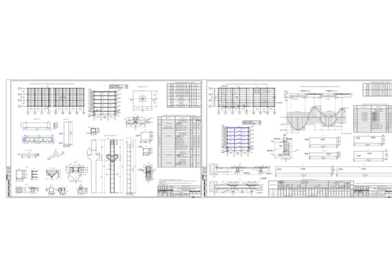 Конструкции многоэтажного производственного здания с неполным каркасом, временная нагрузка 5,8 кн/м2