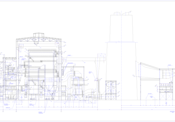Reconstruction of 1000 MW CHP with 250 MW units - Cross section of the main building