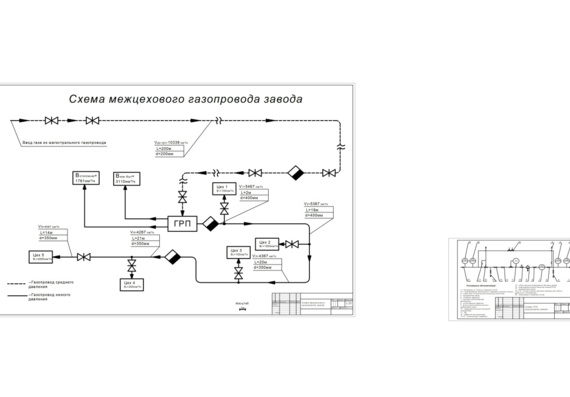 Calculation of the factory inter-shop branched low-pressure gas pipeline