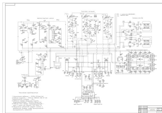 Be-200. Schematic diagram of hydraulic system