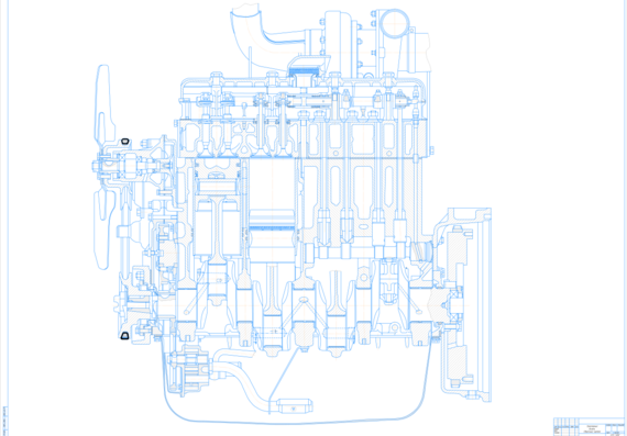 Двигатель СМД-20. Продольный разрез