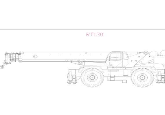 Mobile short-base crane Terex RT 130 (Datasheet + Drawing)