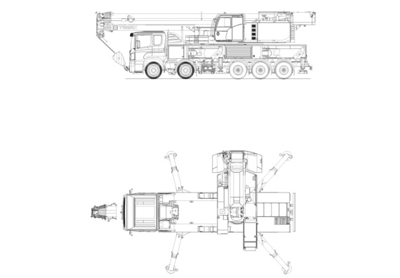 Truck crane Terex Demag Roadmaster 5300 (Datasheet + Drawing + Photo)