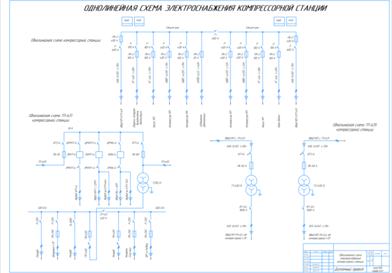 Однолинейная схема электроснабжения компрессорной станции
