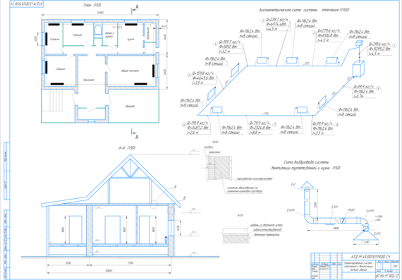 Design of heating and ventilation systems of a residential building