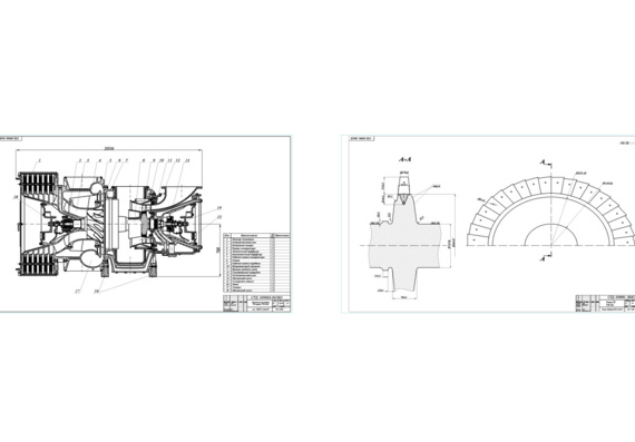 Турбокомпрессор ТК типа VTR 454 и Ротор ТК VTR 454. Продольный разрез