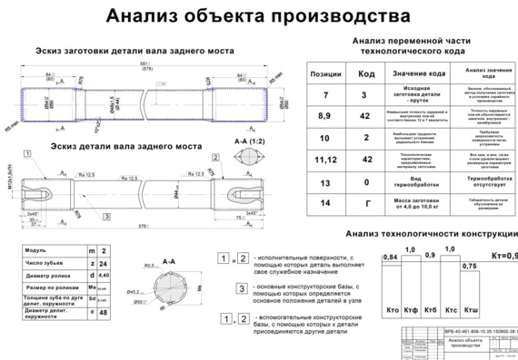 Технологический процесс механической обработки детали: Вал заднего моста 77.38.102