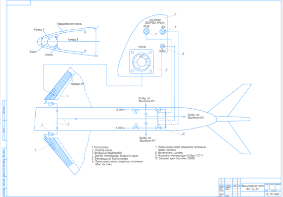 Schematic diagram of the Tu-154M de-icing system