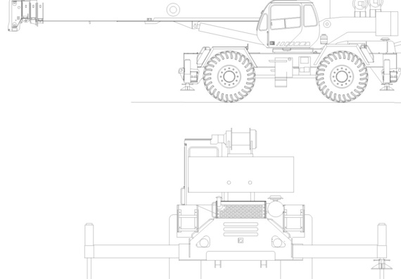 Mobile short-base crane Terex RT 555-1 (Datasheet + Drawing)