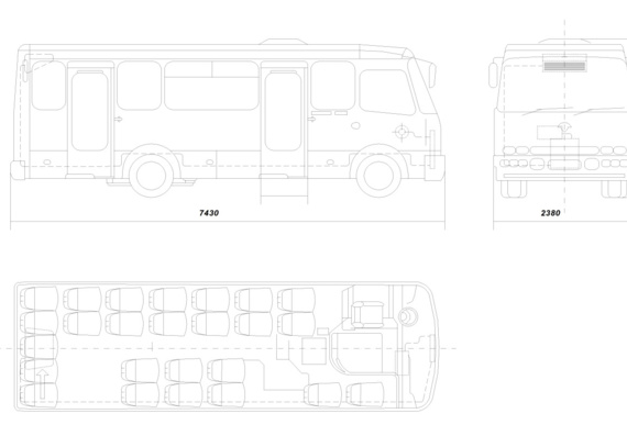Drawing of the bus Bogdan A092. Autocad 2013
