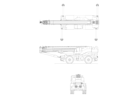 Mobile short-base crane Terex RT 100 (Datasheet + Drawing)