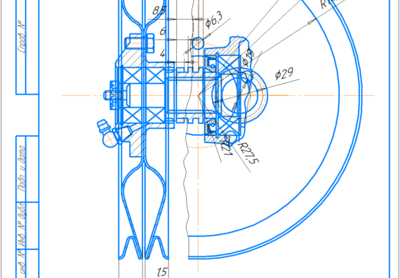 Drawing of A V-belt pulley