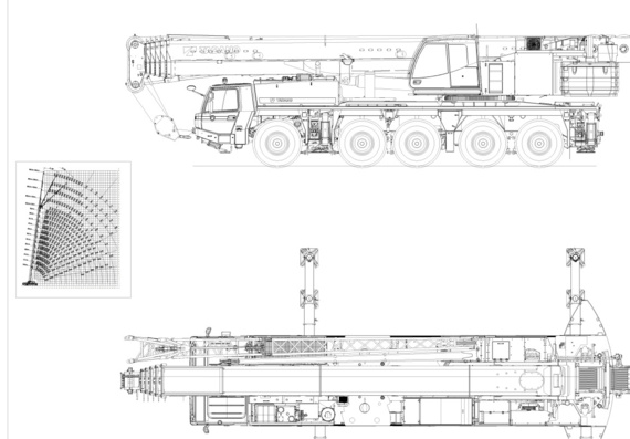 All-terrain truck crane Tadano Faun ATF 130G-5 (Datasheet + Drawing)