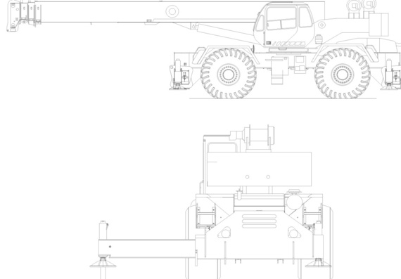 Mobile short-base crane Terex RT 670 (Datasheet + Drawing)