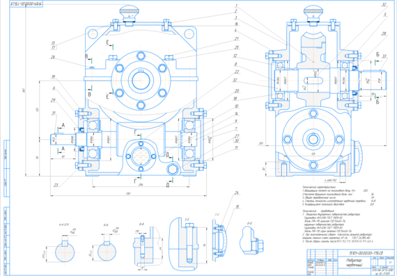 Design of the chain conveyor drive (worm gearbox). Option 17-B