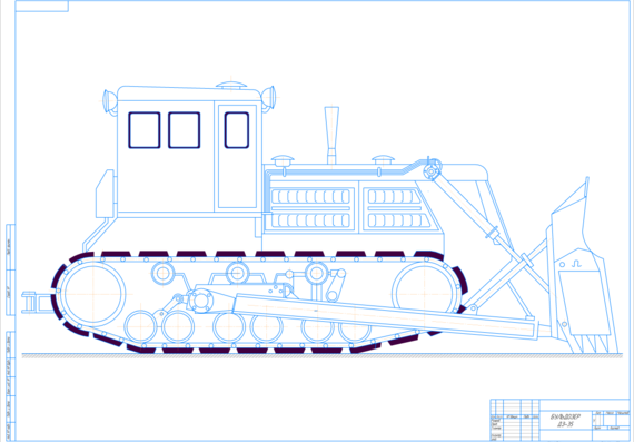 Drawing of the general view of the bulldozer D 3-35