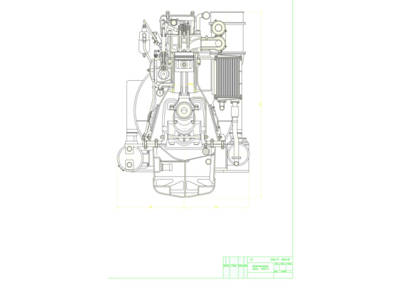 Двигатель 3А-Д49 ЧН 26/27. Поперечный разрез