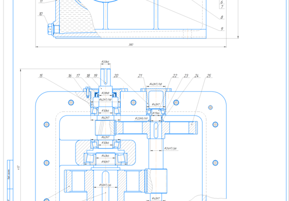 Calculation of the drive of the suspension conveyor with a two-stage cylindrical coaxial gearbox