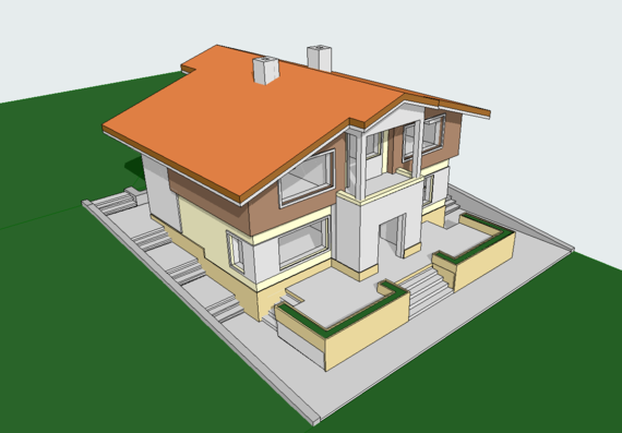 Two-storey house for 2 families in archicad