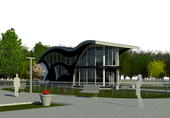 Cafe project in the park in revit