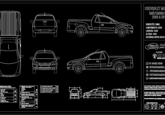 Chevrolet Montana pick-up 2003 2010 vector drawing dwg