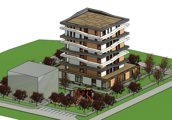 Mid-rise residential complex in revit