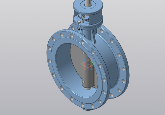 Flanged gate valve model created for visualization and rendering, nominal diameter 300 mm.