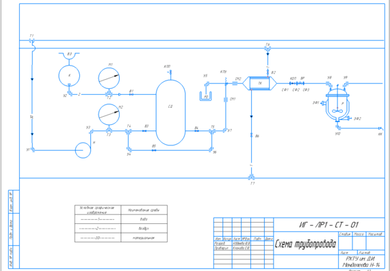 Схема трубопровода + спецификация