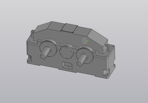 3D model of a 2-shaft cylindrical gearbox
