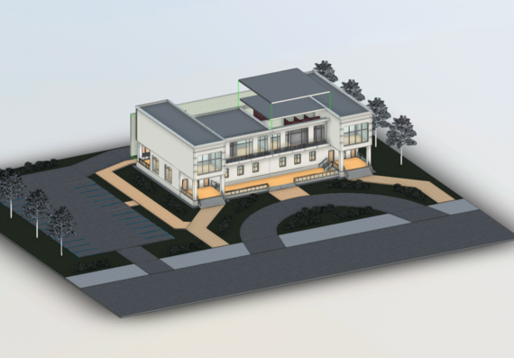 Two-storey bank in revit