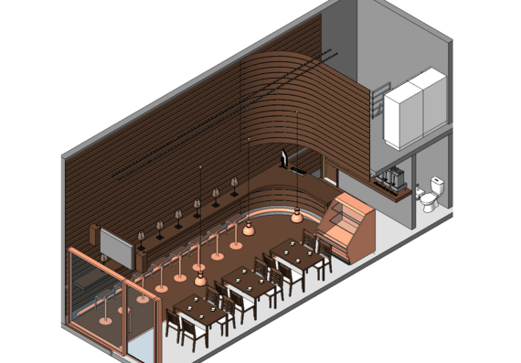 Cafeteria fast food in revit