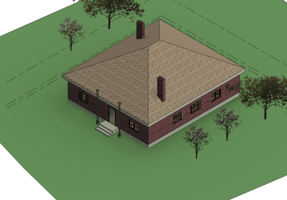 Model of a one-story house in revit