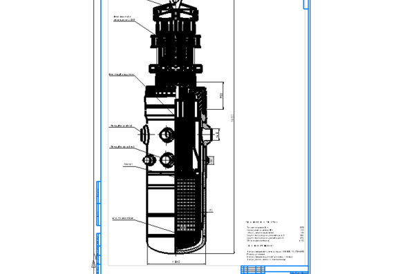 Drawing of the longitudinal section, the core of the VVER-440 reactor