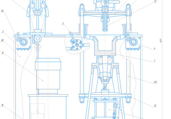 Stand for dismantling the differential of the rear axle gearbox - Assembly drawing