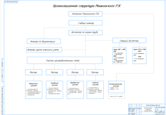 Organizational structure of the Mishkinsky Distribution Zone