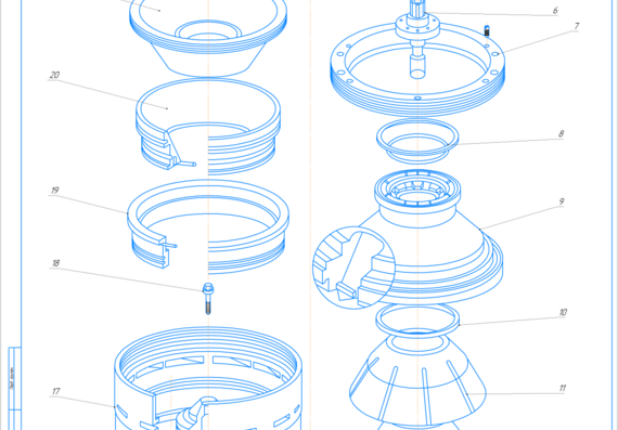 The layout of the parts of the separator drum brand OSC